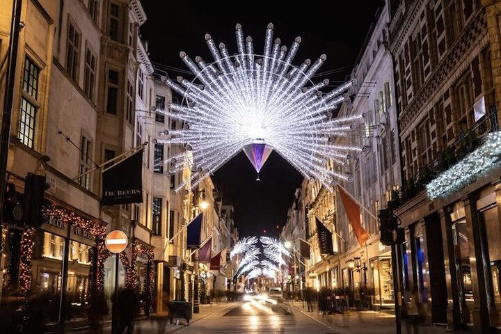 Experiencia con las luces navideñas de Londres en un autobús antiguo de techo abierto