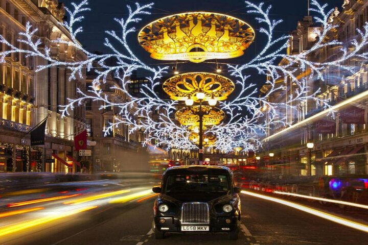 Experiencia con las luces navideñas de Londres en un autobús antiguo de techo abierto