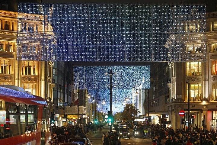 Experiencia con las luces navideñas de Londres en un autobús antiguo de techo abierto