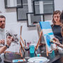 Roma: Esperienza Paint and Sip con vino e pizza italiani